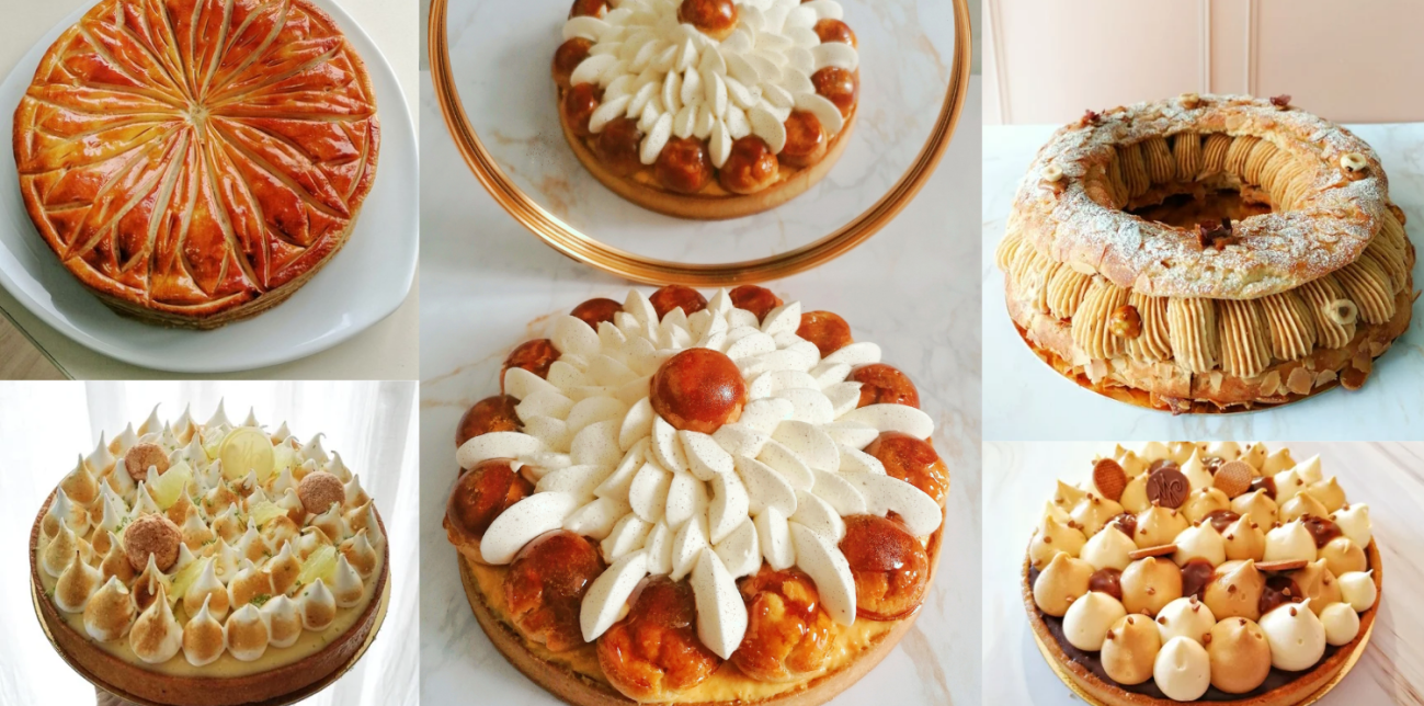Photographie des créations des pâtisseries déjà mises à la carte par marine jacquot pâtisserie. Entre traditionnel et moderne.